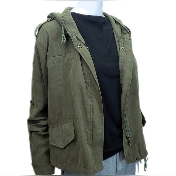 BRANDY MELVILLE Utility Jacket Military Style Olive Green Size M - Picture 2 of 10
